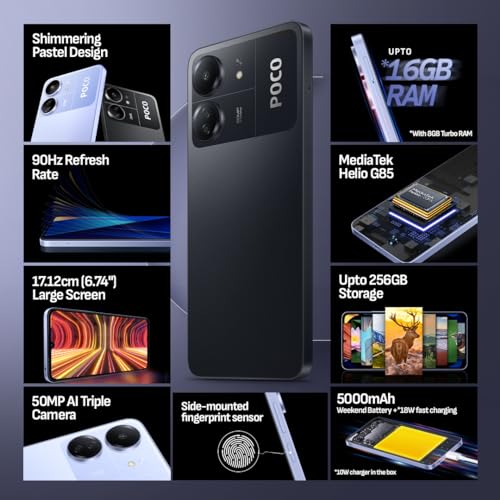 POCO C65 Matte Black 8GB RAM 256 GB ROM Refurbished