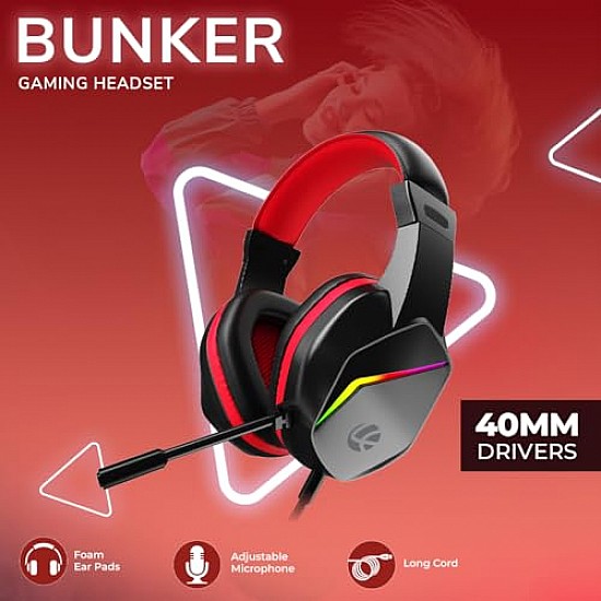 LAPCARE Bunker Gaming Over Ear Headset with RGB Back Lights|40Mm Drivers Lhp-210 Black