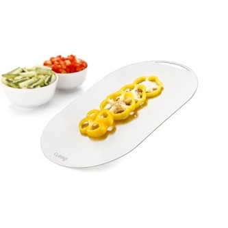 Clazkit Ovel Stainless Steel Cutting Board Vegetable,Fruit,Bread and Meat Durable Safe & Heavy Duty (405 X 255 X 1mm) Clazkit Ovel Stainless Steel Cutting Board Vegetable,Fruit,Bread and Meat Durable Safe & Heavy Duty (405 X 255 X 1mm)