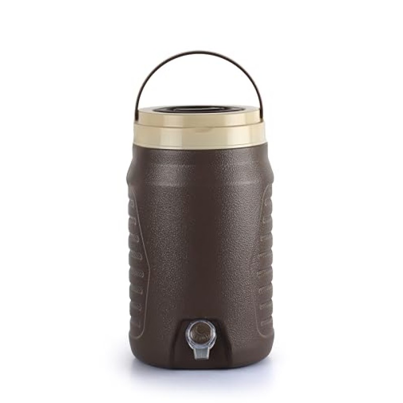 Cello Igloo Pastic Insulated Water Jug | Thermos Jug | Inner Stainless Steel Jug | Leak Proof Jug | Easy to Carry | Ideal for Travel, Picnic, Homes, Offices, Shops, and Clinics 6 litres, Brown