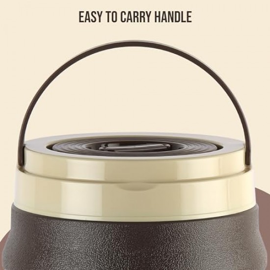 Cello Igloo Pastic Insulated Water Jug | Thermos Jug | Inner Stainless Steel Jug | Leak Proof Jug | Easy to Carry | Ideal for Travel, Picnic, Homes, Offices, Shops, and Clinics 6 litres, Brown