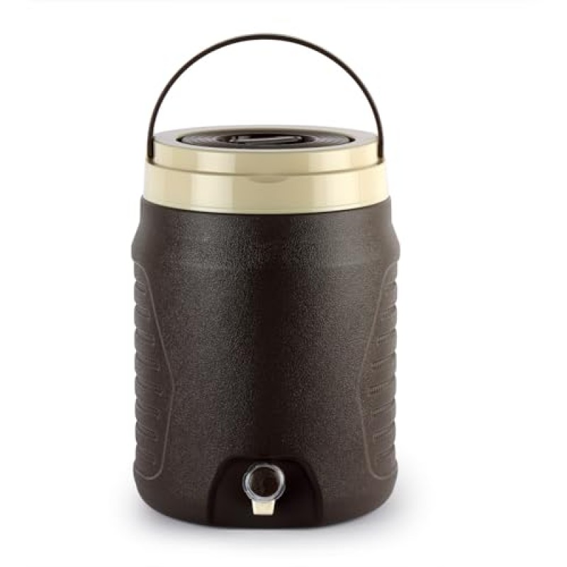 Cello Igloo Pastic Insulated Water Jug | Thermos Jug | Inner Stainless Steel Jug | Leak Proof Jug | Easy to Carry | Ideal for Travel, Picnic, Homes, Offices, Shops, and Clinics 6 litres, Brown