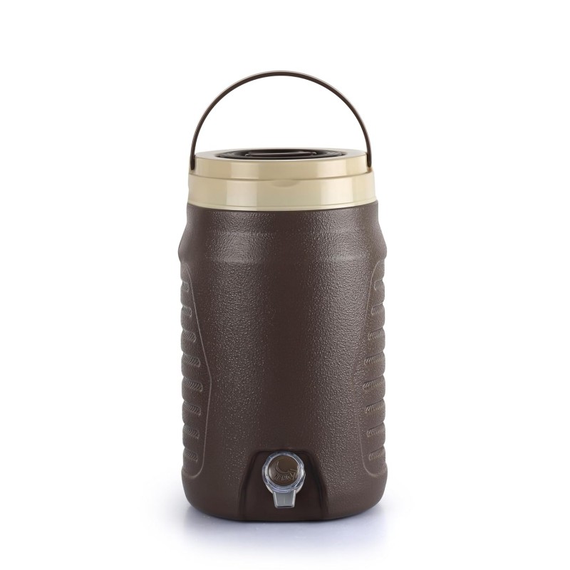 Cello Igloo Pastic Insulated Water Jug | Thermos Jug | Inner Stainless Steel Jug | Leak Proof Jug | Easy to Carry | Ideal for Travel, Picnic, Homes, Offices, Shops, and Clinics 6 litres, Brown