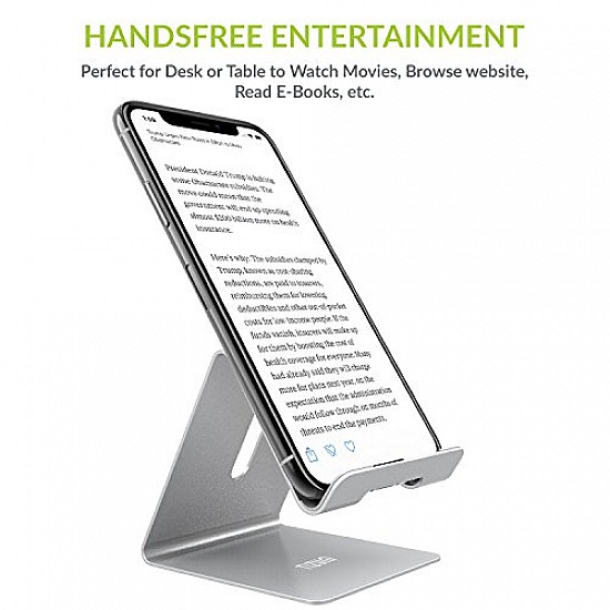 Tizum Aluminium Portable Stand with Convenient Charging Port Design for All Smartphone Mobile Holder - Silver