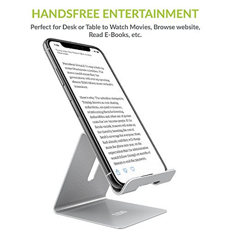 Tizum Aluminium Portable Stand with Convenient Charging Port Design for All Smartphone Mobile Holder - Silver