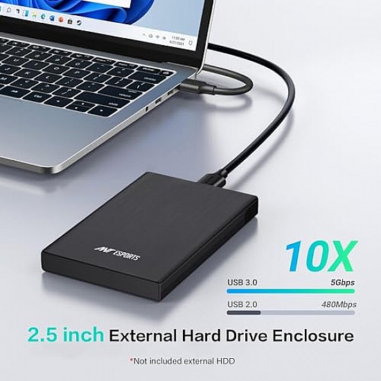 Ant Esports AESE205 2.5" Hard Drive Enclosure USB 3.1 for 2.5 Inch SSD & HDD External Hard Drive Aluminum Enclosure Support Max 6TB with UASP - Black