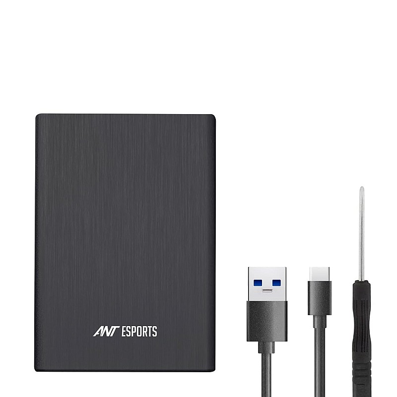 Ant Esports AESE205 2.5" Hard Drive Enclosure USB 3.1 for 2.5 Inch SSD & HDD External Hard Drive Aluminum Enclosure Support Max 6TB with UASP - Black