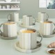 The Earth Store Tritone Grey Frontier Tea Cup with Saucer Set of 6-200ml Each Capacity, Microwave and Dishwasher Safe