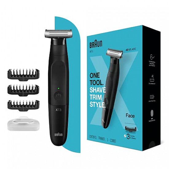 Braun Series XT3100 One Blade Hybrid Beard Trimmer 45 min Runtime 10 Length Settings Black