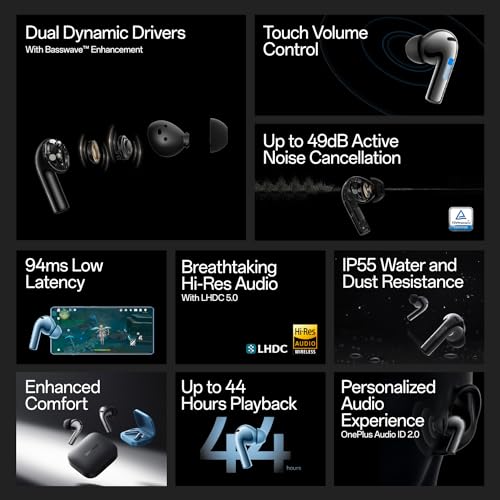 OnePlus Buds 3 in Ear TWS Bluetooth Earbuds with Up to 49dB Smart Adaptive Noise Cancellation with Up to 44Hrs Playback OnePlus Buds 3 in Ear TWS Bluetooth Earbuds with Up to 49dB Smart Adaptive Noise Cancellation with Up to 44Hrs Playback