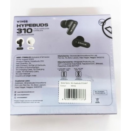 Wings Hyperbuds 310 True Wireless Earbuds Black Wings Hyperbuds 310 True Wireless Earbuds Black