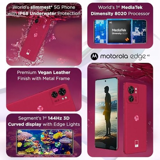 Motorola Edge 40 5G (Viva Magenta, 8GB RAM, 256GB Storage) Refurbished