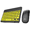 Ant Esports WKM11 Wireless Keyboard and Mouse Combo, Ultra Compact Slim Keyboard and Ergonomic Mouse for Desktop Black Cyan.