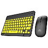 Ant Esports WKM11 Wireless Keyboard and Mouse Combo, Ultra Compact Slim Keyboard and Ergonomic Mouse for Desktop Black Cyan.