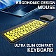 Ant Esports WKM11 Wireless Keyboard and Mouse Combo, Ultra Compact Slim Keyboard and Ergonomic Mouse for Desktop Black Cyan.