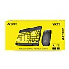 Ant Esports WKM11 Wireless Keyboard and Mouse Combo, Ultra Compact Slim Keyboard and Ergonomic Mouse for Desktop Black Cyan.