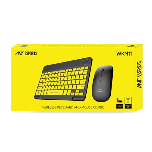 Ant Esports WKM11 Wireless Keyboard and Mouse Combo, Ultra Compact Slim Keyboard and Ergonomic Mouse for Desktop Black Cyan. Ant Esports WKM11 Wireless Keyboard and Mouse Combo, Ultra Compact Slim Keyboard and Ergonomic Mouse for Desktop Black Cyan.