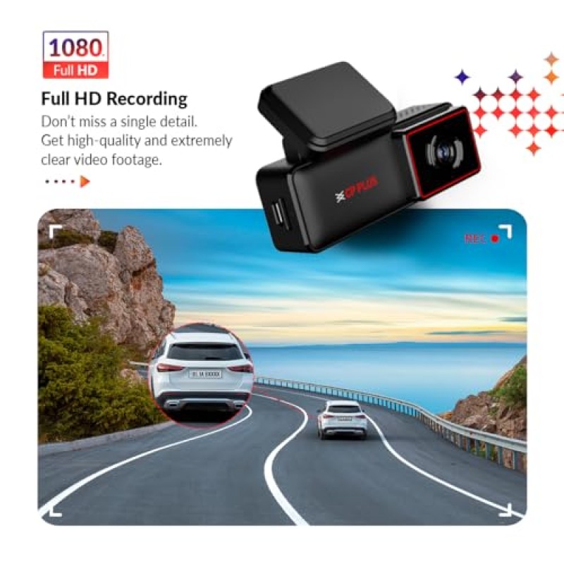 CP PLUS CP-AD-H2B-PW Car Dashcam with GPS 2MP Full Hd Resolution Large Field of View Supports G Sensor Supports Night Vision