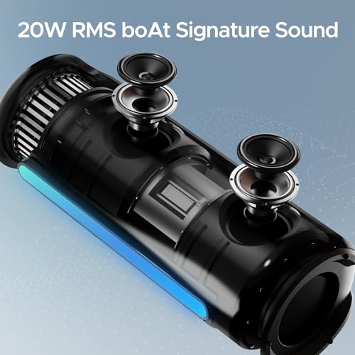 boAt Stone Spinx Pro Bluetooth Speaker with 20 W RMS Sound, Up to 8 hrs of Playtime, BTv5.0, Built-in Mic, RGB LEDs, TWS Feature, TF Card, AUX port Midnight Black boAt Stone Spinx Pro Bluetooth Speaker with 20 W RMS Sound, Up to 8 hrs of Playtime, BTv5.0, Built-in Mic, RGB LEDs, TWS Feature, TF Card, AUX port Midnight Black