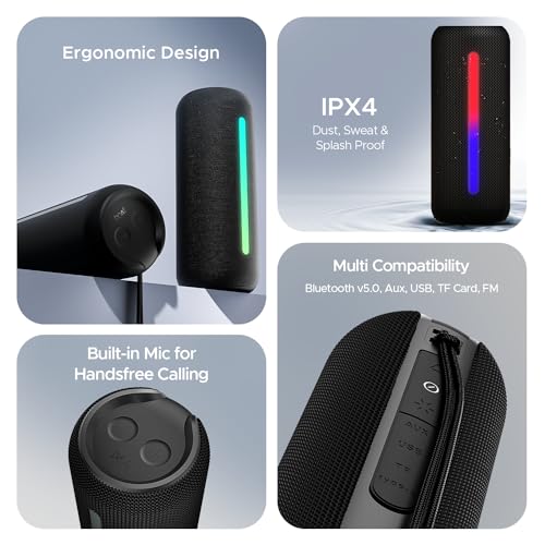 boAt Stone Spinx Pro Bluetooth Speaker with 20 W RMS Sound, Up to 8 hrs of Playtime, BTv5.0, Built-in Mic, RGB LEDs, TWS Feature, TF Card, AUX port Midnight Black boAt Stone Spinx Pro Bluetooth Speaker with 20 W RMS Sound, Up to 8 hrs of Playtime, BTv5.0, Built-in Mic, RGB LEDs, TWS Feature, TF Card, AUX port Midnight Black