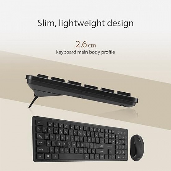 ASUS Wireless Keyboard and Mouse Set CW101, Upto 1000 Adjustable DPI,2.4 GHz Nano Receiver,Compact  Light Weight Design (Black)