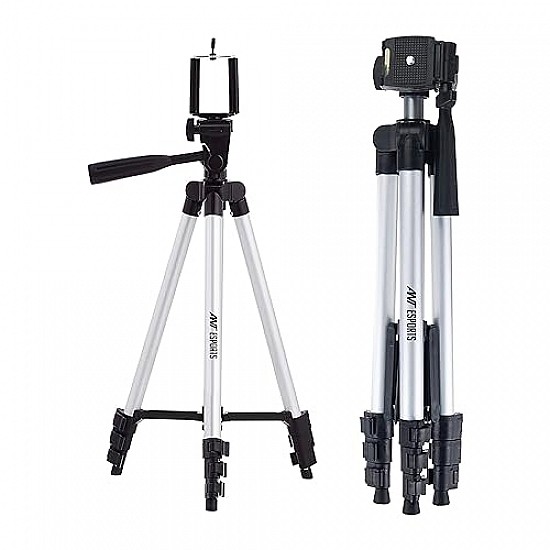 Ant Esports CATS02 Tripod 55 Inches (140 cm) with Mobile Holder and Carry Case for Smartphone & DSLR Camera Portable Lightweight Aluminium Tripod