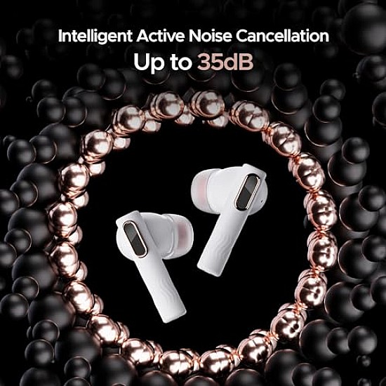 boAt Nirvana Nebula Truly Wireless in Ear Ear Buds w/Dolby Audio, ANC (Upto 35dB), 50 HRS Playback,6-Mic (Celestial White)