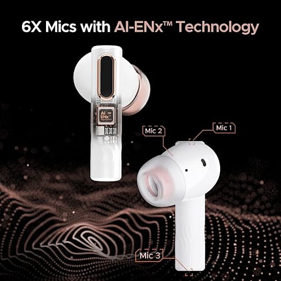 boAt Nirvana Nebula Truly Wireless in Ear Ear Buds w/Dolby Audio, ANC (Upto 35dB), 50 HRS Playback,6-Mic (Celestial White)