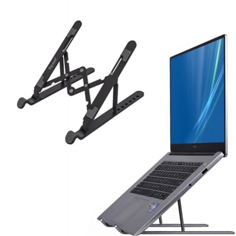 Dyazo ABS Plastic Laptop Stand Height & Angle Adjustable | Foldable | Portable | Laptops Raiser Upto 15.6 inch (Black)