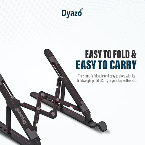 Dyazo ABS Plastic Laptop Stand Height & Angle Adjustable | Foldable | Portable | Laptops Raiser Upto 15.6 inch (Black) Dyazo ABS Plastic Laptop Stand Height & Angle Adjustable | Foldable | Portable | Laptops Raiser Upto 15.6 inch (Black)