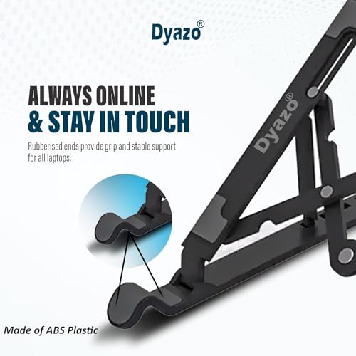 Dyazo ABS Plastic Laptop Stand Height & Angle Adjustable | Foldable | Portable | Laptops Raiser Upto 15.6 inch (Black) Dyazo ABS Plastic Laptop Stand Height & Angle Adjustable | Foldable | Portable | Laptops Raiser Upto 15.6 inch (Black)