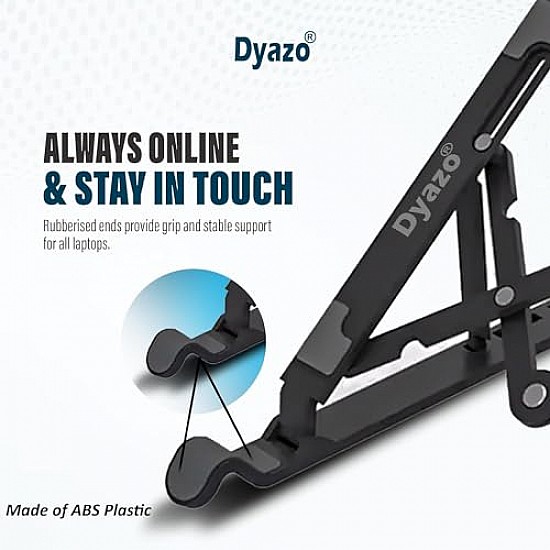 Dyazo ABS Plastic Laptop Stand Height & Angle Adjustable | Foldable | Portable | Laptops Raiser Upto 15.6 inch (Black)