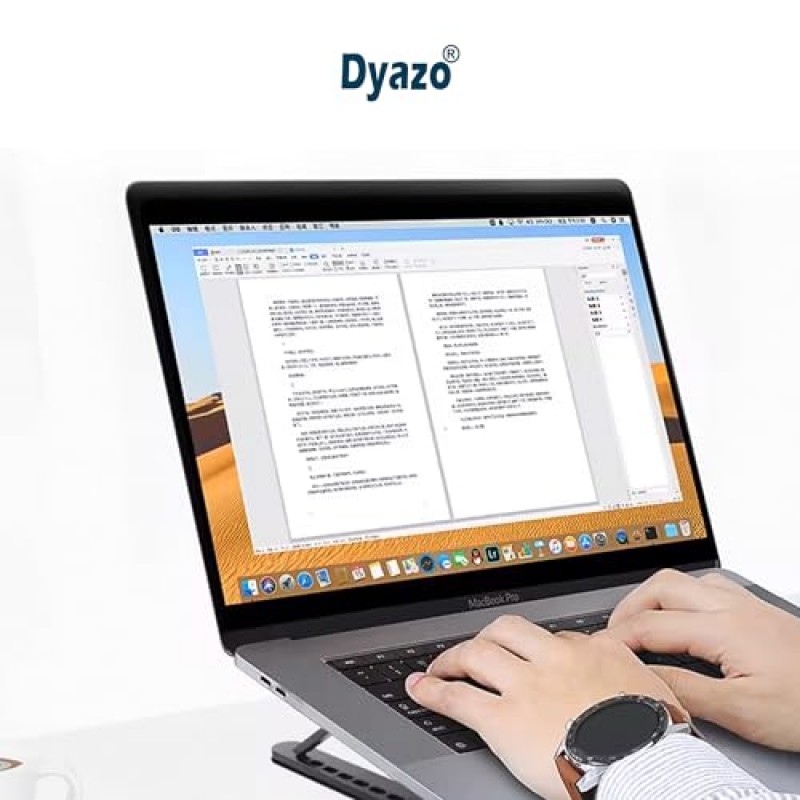 Dyazo ABS Plastic Laptop Stand Height & Angle Adjustable | Foldable | Portable | Laptops Raiser Upto 15.6 inch (Black)