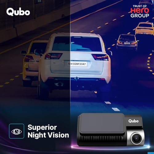 Qubo Car Dash Cam Pro 3K Dual Channel from Hero Group, 3K 5MP Front QHD 2MP Rear FHD 3.2 LCD Display, GPS Logger Qubo Car Dash Cam Pro 3K Dual Channel from Hero Group, 3K 5MP Front QHD 2MP Rear FHD 3.2 LCD Display, GPS Logger