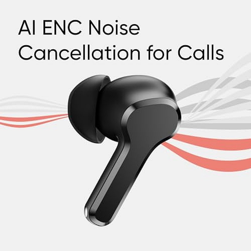 realme Buds T110 with Ai Enc for Calls, Upto 38 Hours of Playback earbuds (Punk Black, True Wireless)