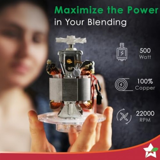 Wonderchef Nutri-blend Activ Mixer Grinder Blender, Smoothie Maker, 500W Black