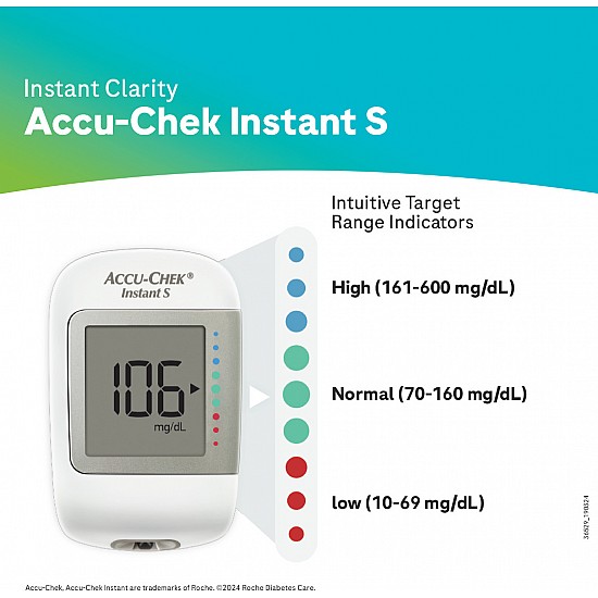 Accu-Chek Instant S Glucometer with Free Test Strips, 10 Count (White)