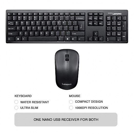 Lenovo 100 Wireless Keyboard and Mouse Combo