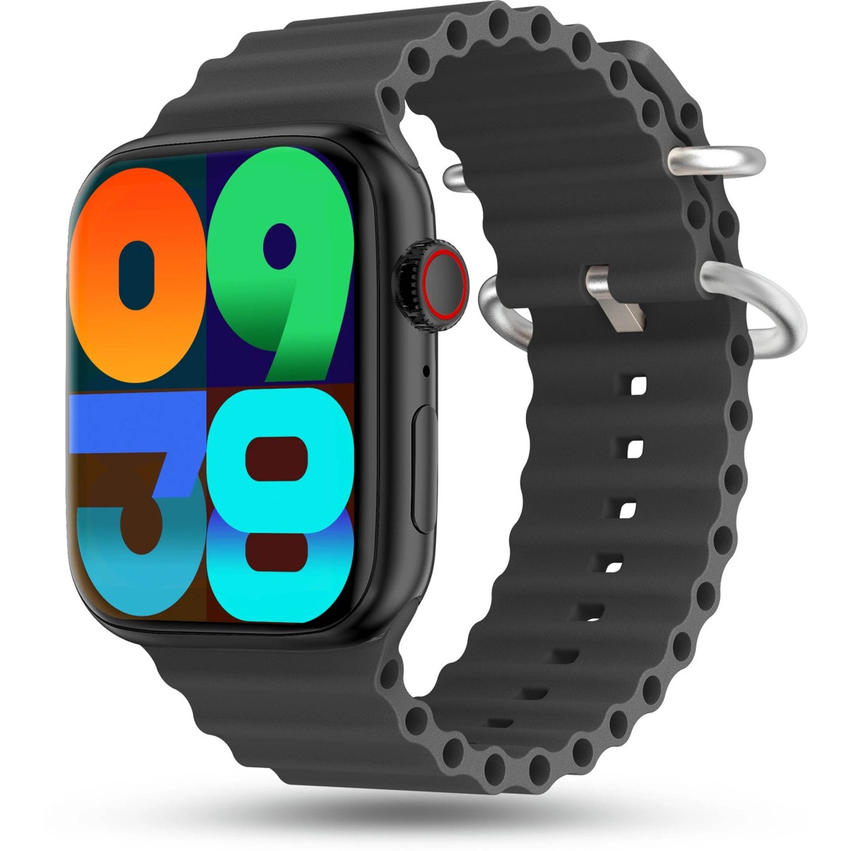 Pebble Frost Pro 1.96 Infinite Display, BT Calling, Rotating Crown, AI voice assistant Smartwatch (Jet Black Strap, Free Size)