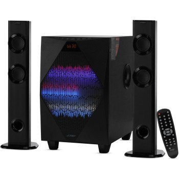 F&D T300X 2.1 Channel Multi Media Speakers (Black) | | Bluetooth Speakers | Satellite Speaker, Multicolor LED Display, USB,MP3,VMA & FM | Home Theatre | Easy Connect with Laptop, Pc & Mobile