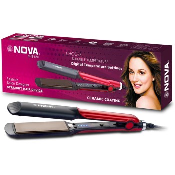 Manya Impex Nova Professional Hair Straightener Temperature Control NHS 870 (Black/Red)