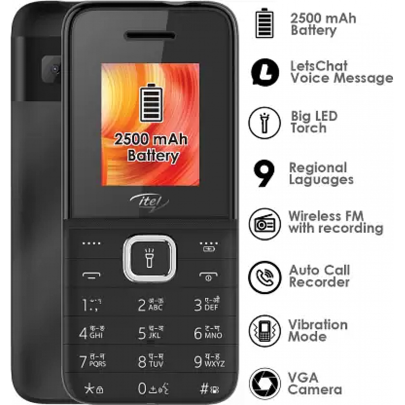 Itel Power 110 Neo 2500mAh battery Keypad Mobile Black