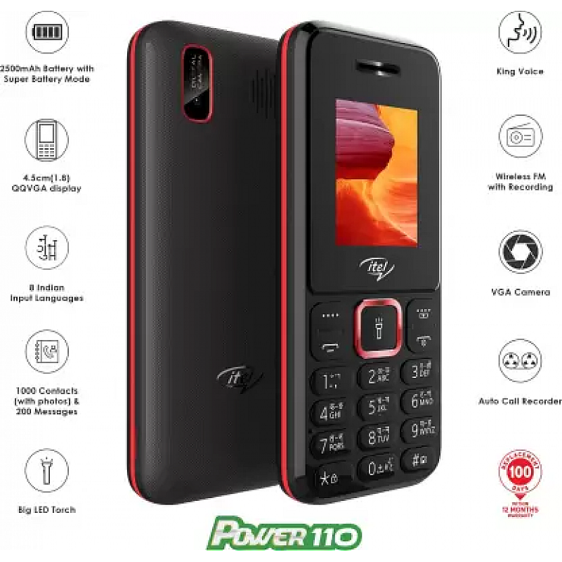 Itel Power 110 Keypad Mobile Black 