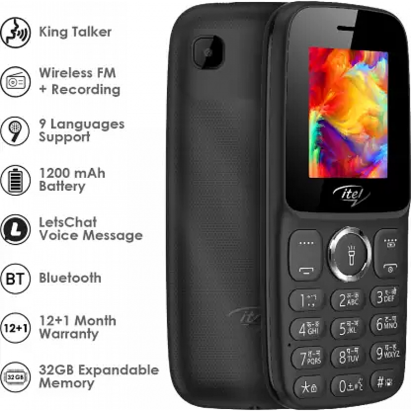 itel U30 1200mAh battery Keypad Feature Phone Black