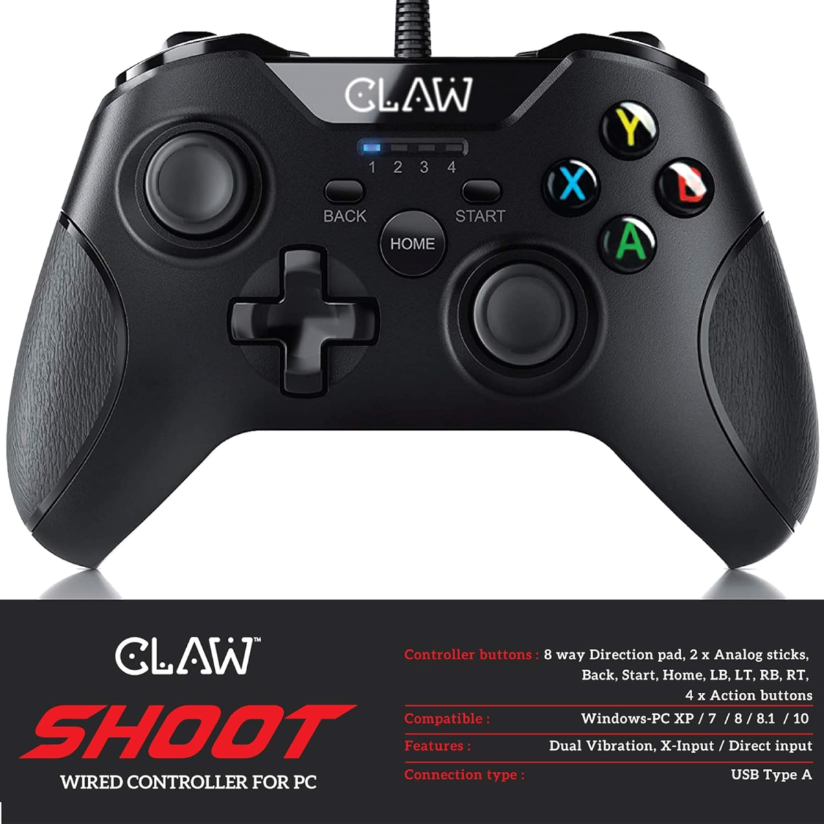 CLAW Shoot Wired USB Gamepad Controller for PC Supports Windows
