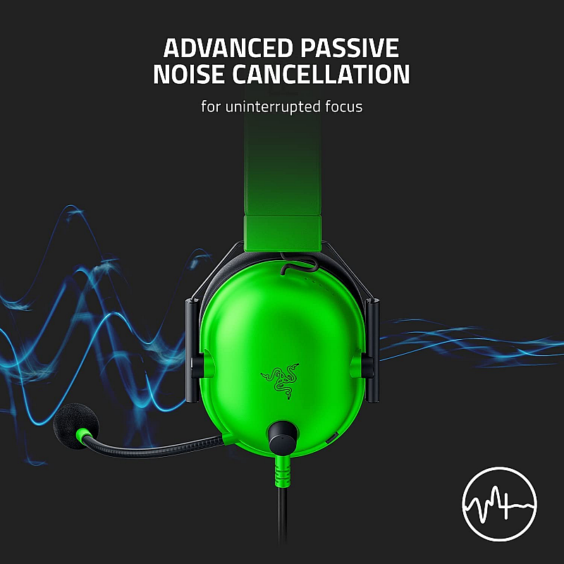 Razer Blackshark V2 X Gaming  7.1 Surround Sound - 50Mm Drivers - Memory Foam Ear Cushions Wired On Ear Headphones Green