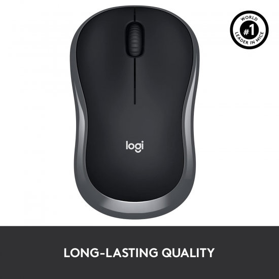 Logitech M185 Wireless Mouse, 2.4GHz with USB Mini Receiver (Grey)