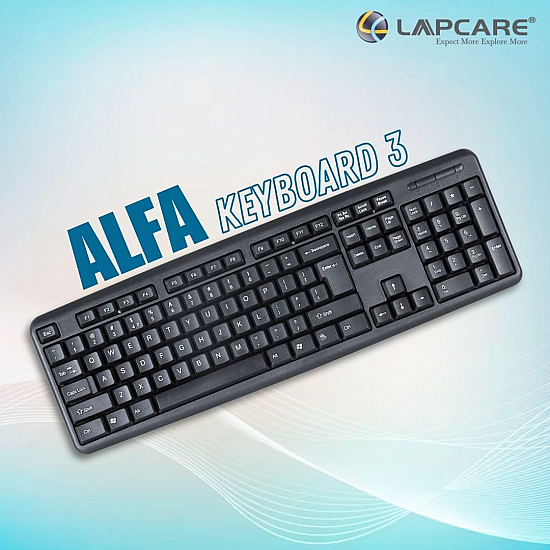 LAPCARE Alfa Keyboard 3 with Adjustable Kickstand, Capslock Indicator and 104 Keyboard Standard Key, USB 2.0 (Black)