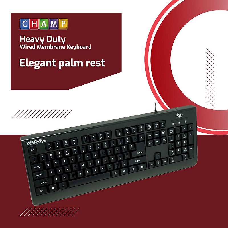 TVS ELECTRONICS Champ Heavy Duty Membrane Wired Keyboard | Array of 104 Keys  Keyboard