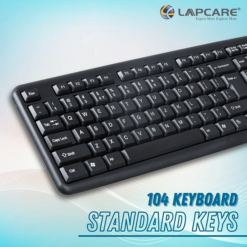 LAPCARE Alfa Keyboard 3 with Adjustable Kickstand, Capslock Indicator and 104 Keyboard Standard Key, USB 2.0 (Black)